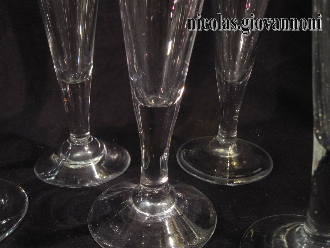7 flutes Ã Champagne 1er Empire.1800.1805 Cristal dÃ©but XIXÃ¨me